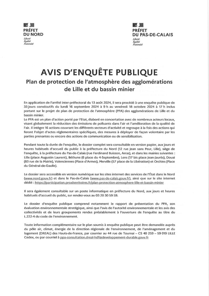 Avis d'enquête Publique 1